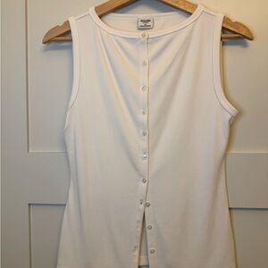 Abercrombie Women's White Button-Down Sleeveless Top